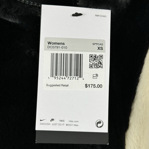 Nike Sportswear Womens Black Fossil Faux Fur Full Zip Jacket Size XS DO3791-010 - Picture 4 of 6